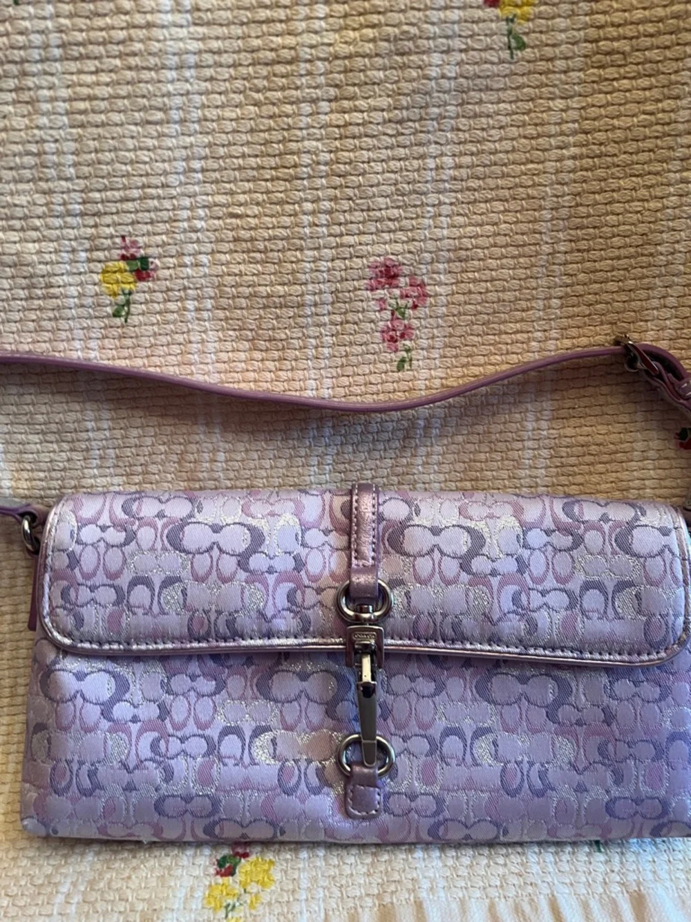 Lilac Signature Clutch Bag with Buckle Closure - Picture 1 of 9